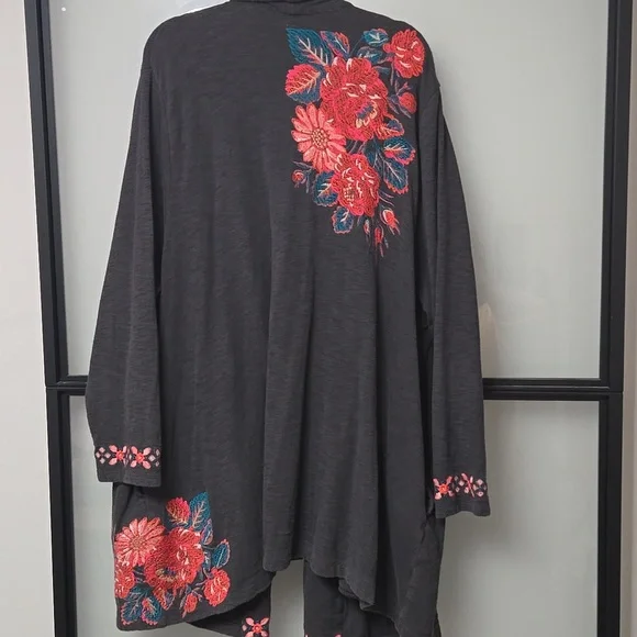 J.JILL EMBROIDERED GRAY CARDIGAN. SZ 4X - Picture 1 of 5